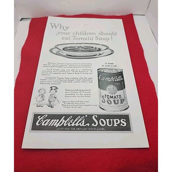 VTG 1925 Campbell's Why Your Children Should Eat Tomato Soup Ephemera Print Ad - Picture 1 of 6